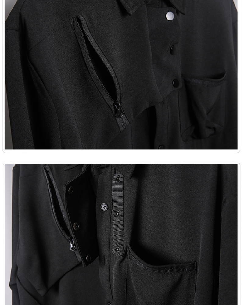 Streetwear Black Long-Sleeve Shirt