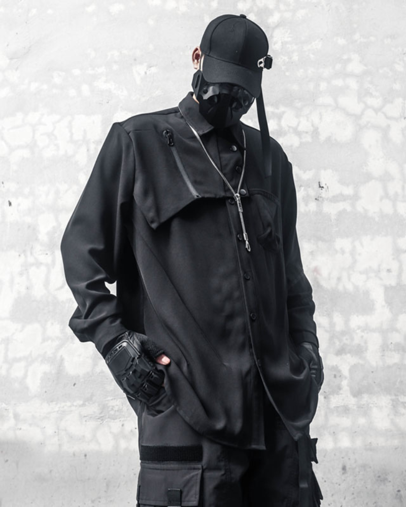 Streetwear Black Long-Sleeve Shirt