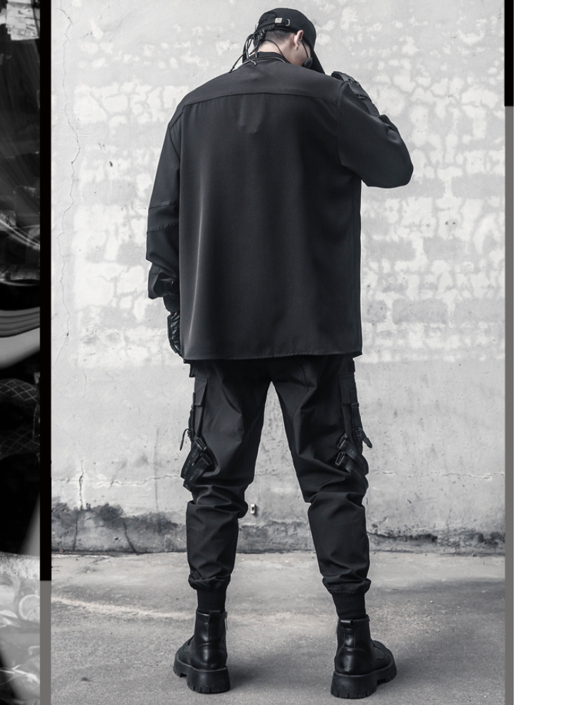 Streetwear Black Long-Sleeve Shirt