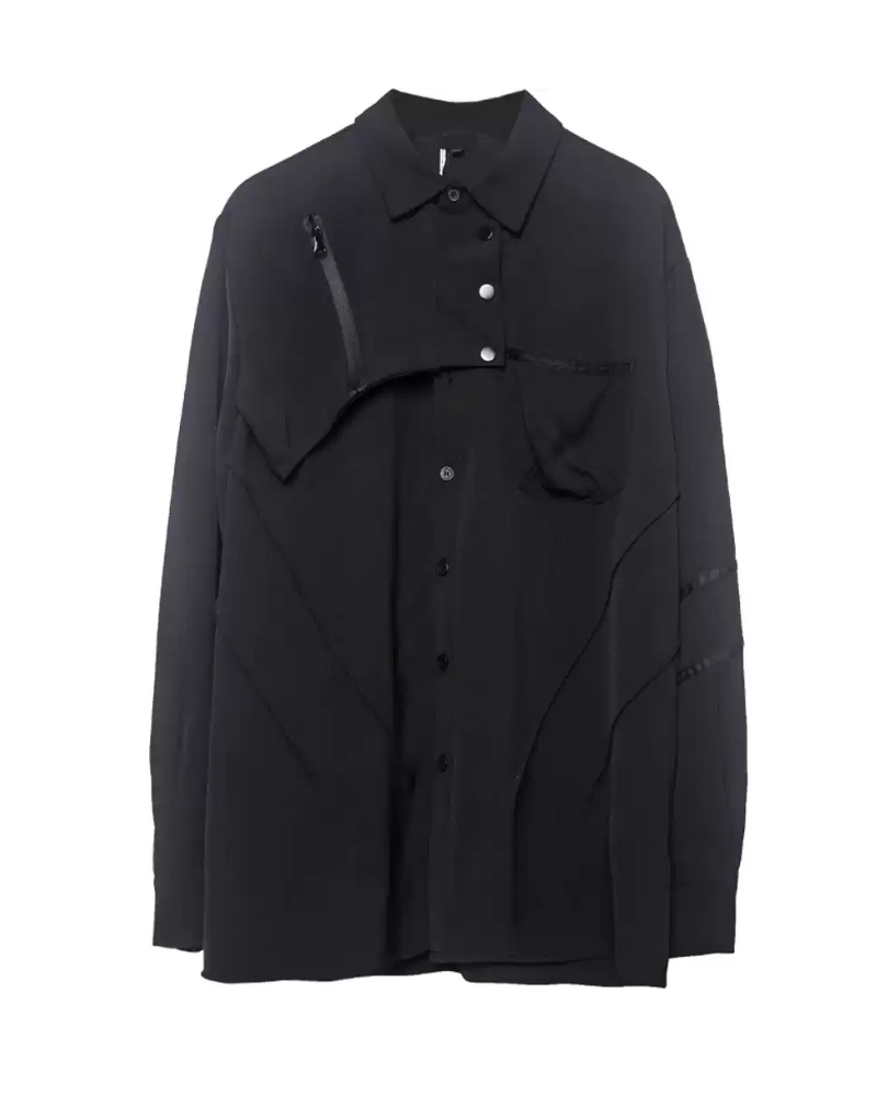 Streetwear Black Long-Sleeve Shirt