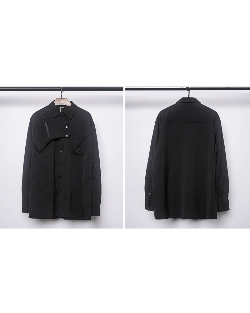 Streetwear Black Long-Sleeve Shirt