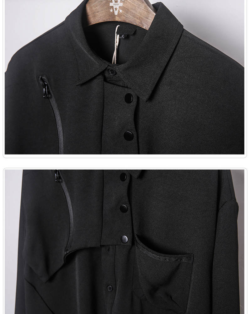 Streetwear Black Long-Sleeve Shirt