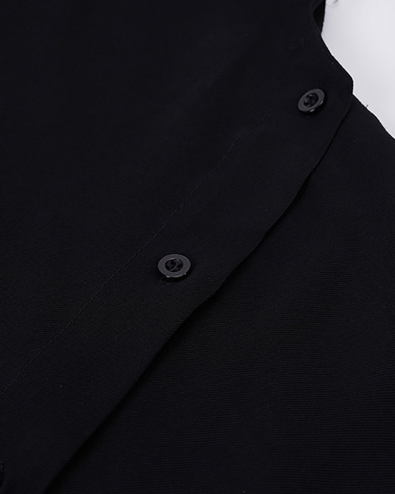 Japanese Relaxed Standing Collar Techwear Shirt
