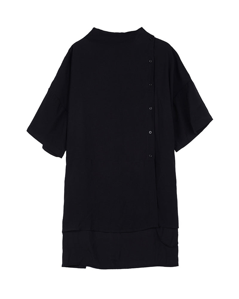 Japanese Relaxed Standing Collar Techwear Shirt