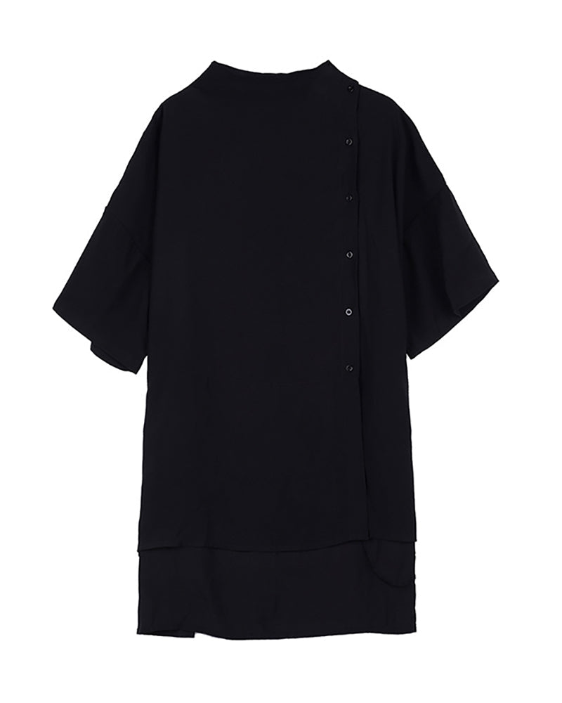 Japanese Relaxed Standing Collar Techwear Shirt