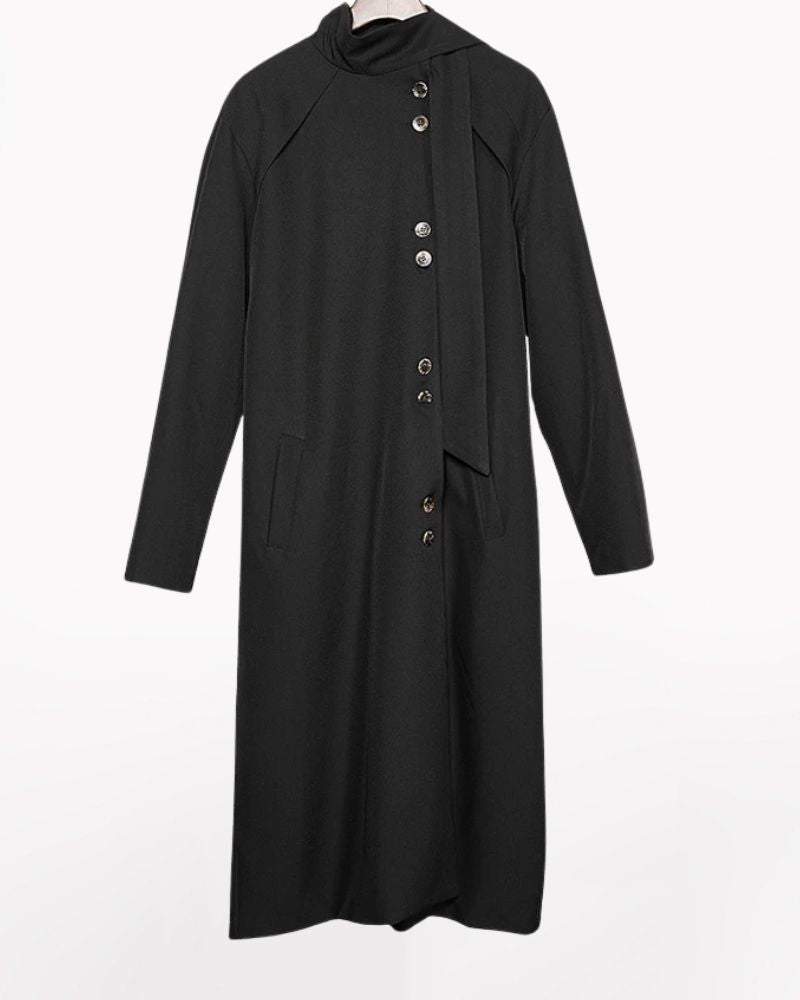 Modern Japanese Style Scarf Collar Long Coat