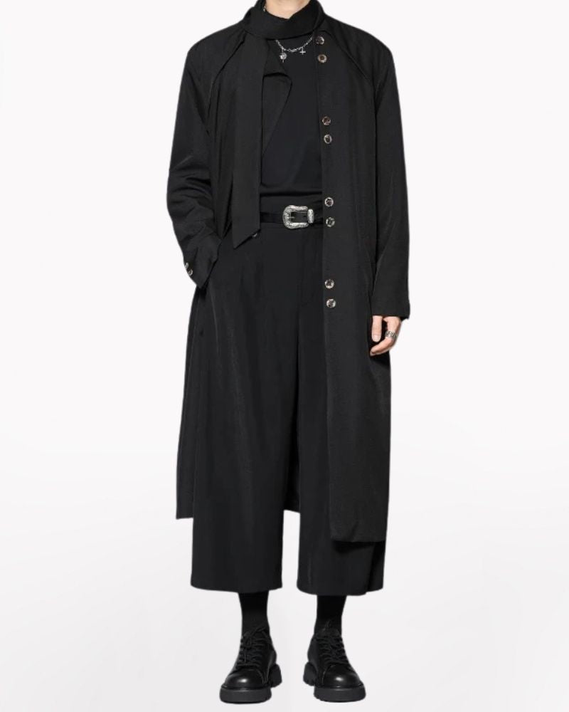 Modern Japanese Style Scarf Collar Long Coat