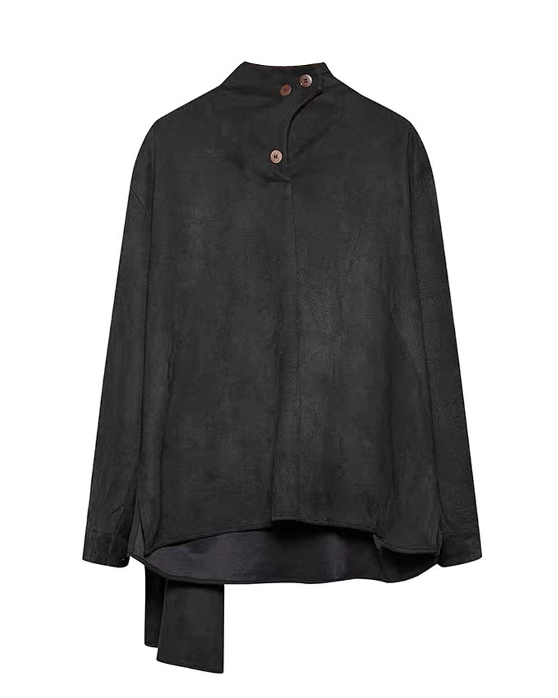 Modern Japanese Shawl Collar Suede Sweatshirt
