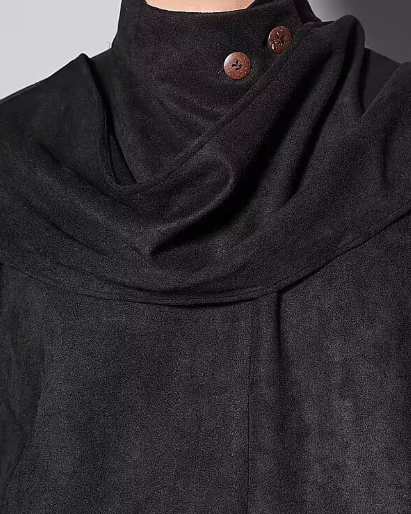 Modern Japanese Shawl Collar Suede Sweatshirt