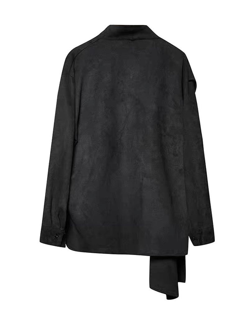Modern Japanese Shawl Collar Suede Sweatshirt