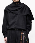 Modern Japanese Shawl Collar Suede Sweatshirt