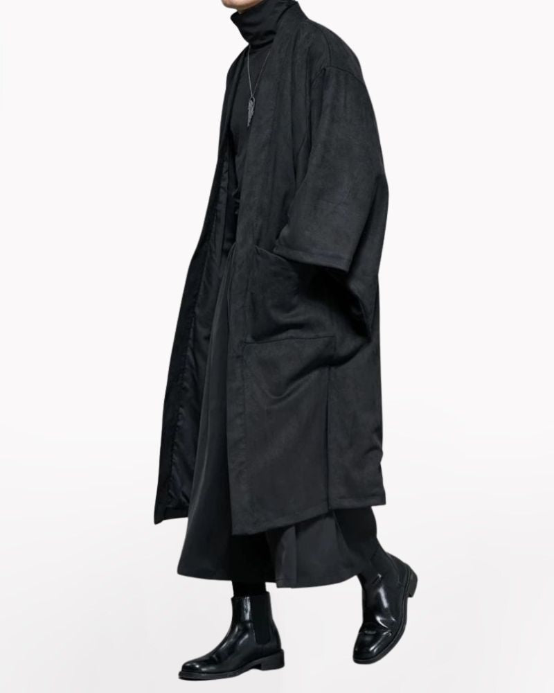 Modern Japanese Suede Long Kimino Jacket