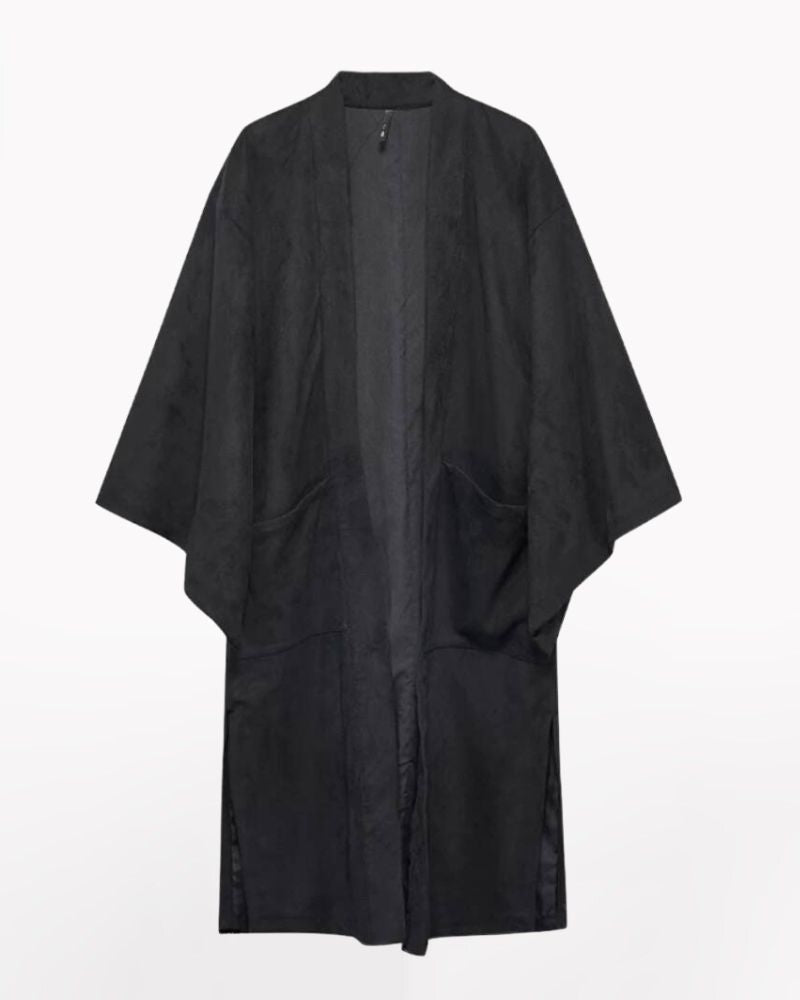 Modern Japanese Suede Long Kimino Jacket