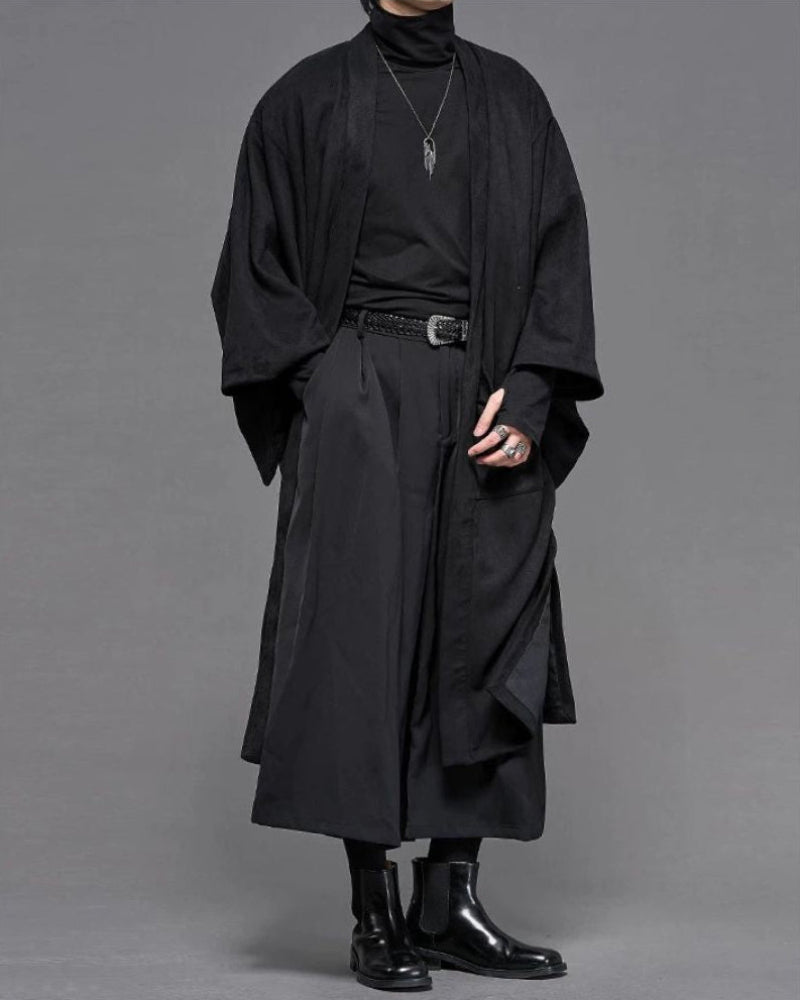 Modern Japanese Suede Long Kimino Jacket