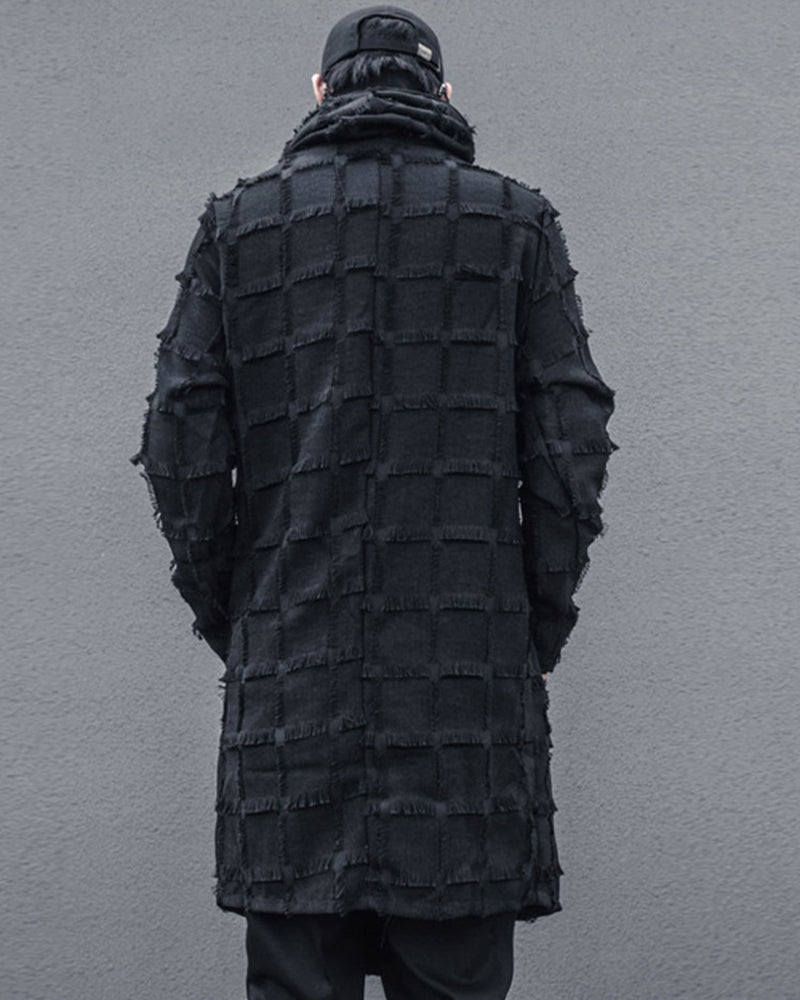 Streetwear Stripe Lattice Fringe Long Coat