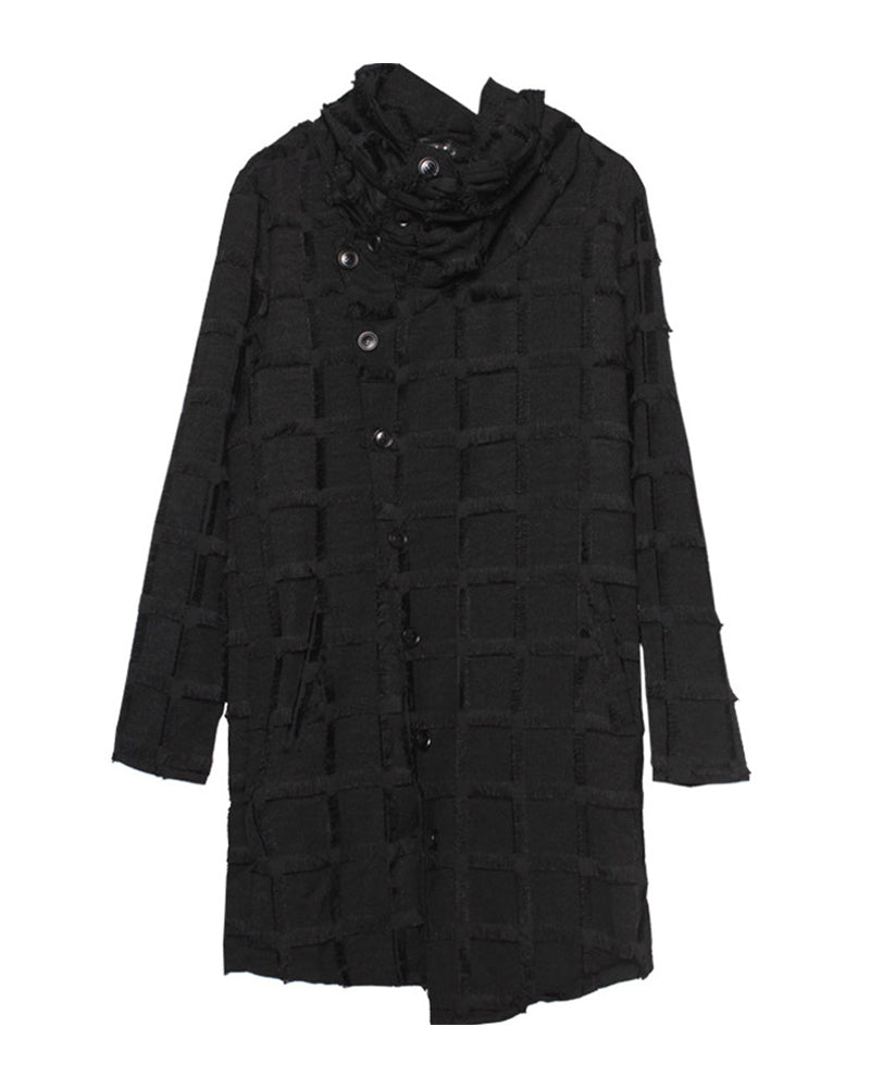 Streetwear Stripe Lattice Fringe Long Coat