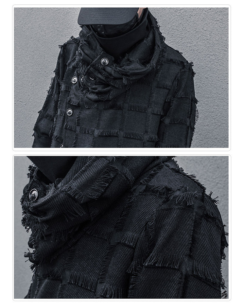 Streetwear Stripe Lattice Fringe Long Coat