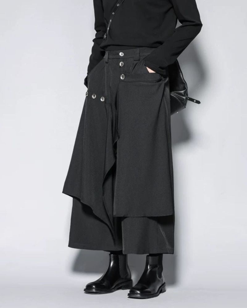 Modern Japanese Style Vintage Wide Leg Hakama Pants