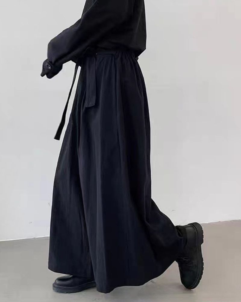Modern Japanese Style Wide Leg Hakama Pants