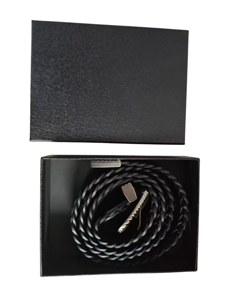 Modern Japanese Carved Alloy Genuine Leather Belt