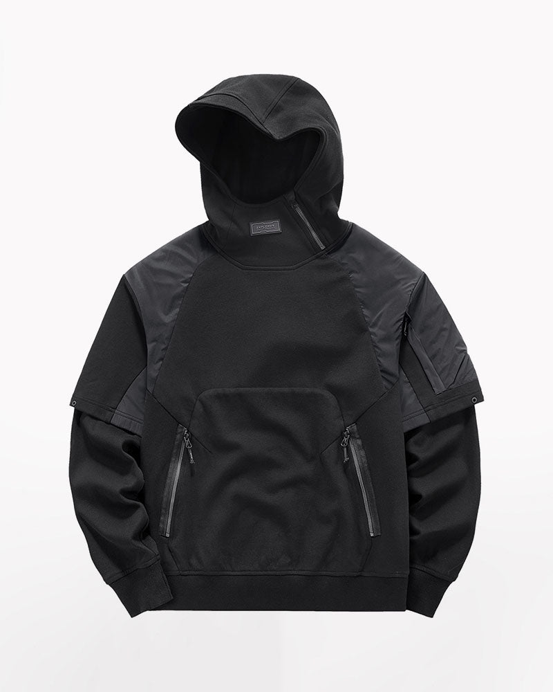 Functional Two-tone Spliced Tactical Hoodie