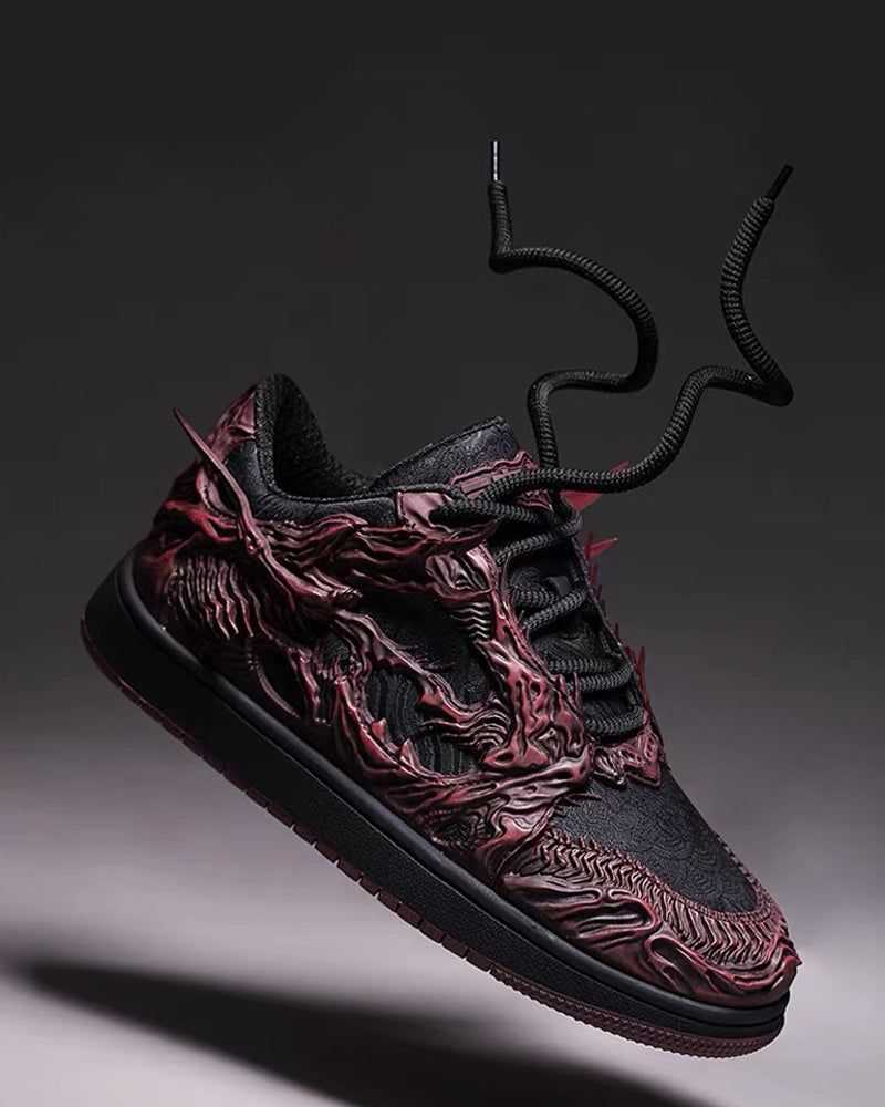 Techwear Armor-Textured Low-Top Sneakers