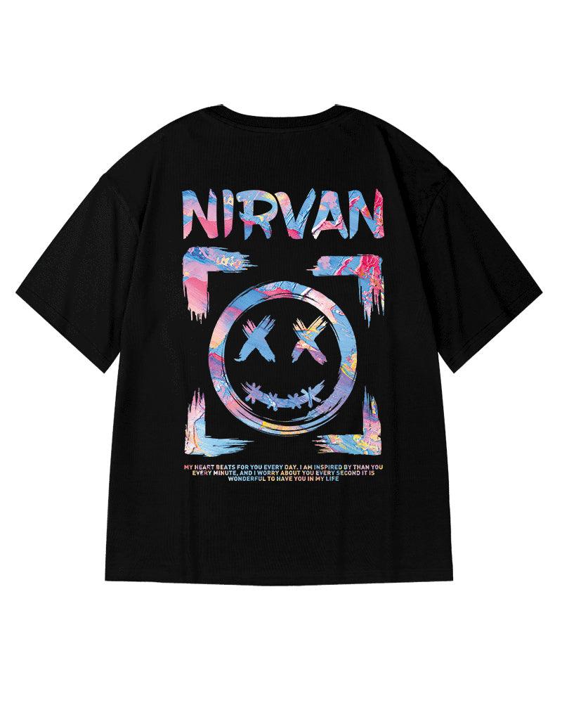 Oversize Streetwear Smiley Face Graphic T-Shirt