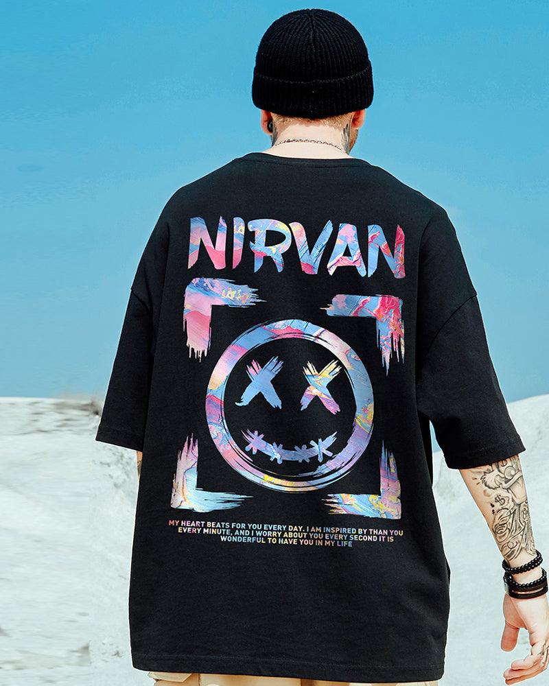 Oversize Streetwear Smiley Face Graphic T-Shirt