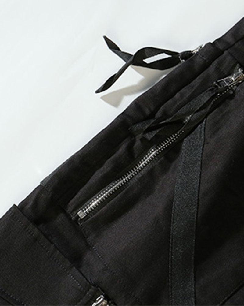 Techwear Black Slim Cargo Jogger Pants