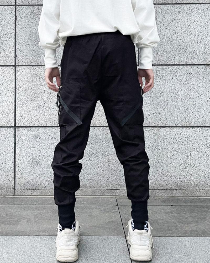 Techwear Black Slim Cargo Jogger Pants