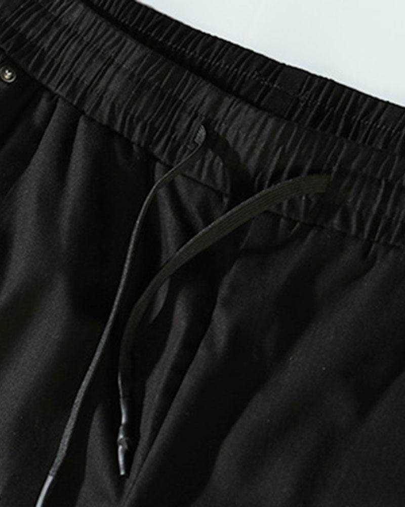 Techwear Black Slim Cargo Jogger Pants