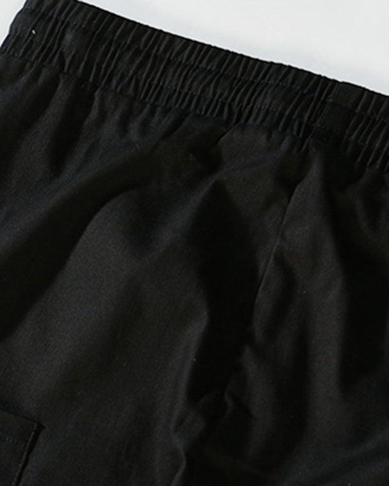 Techwear Black Slim Cargo Jogger Pants