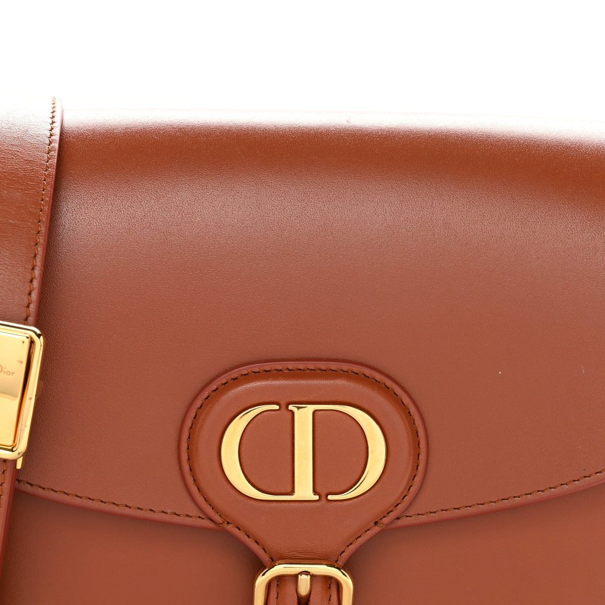 Box Calfskin Medium Bobby Flap Dark Tan