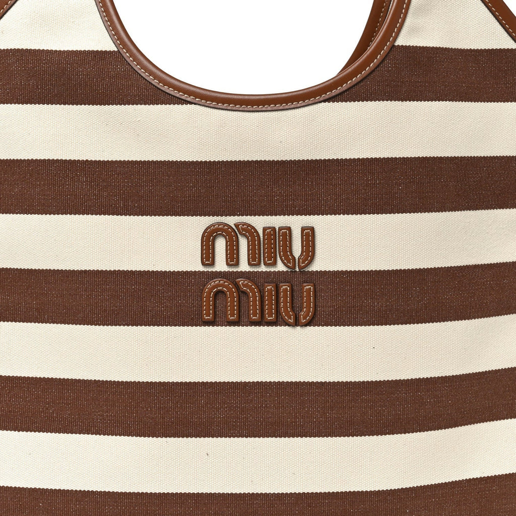Canvas Calfskin Striped Ivy Cacao Naturale