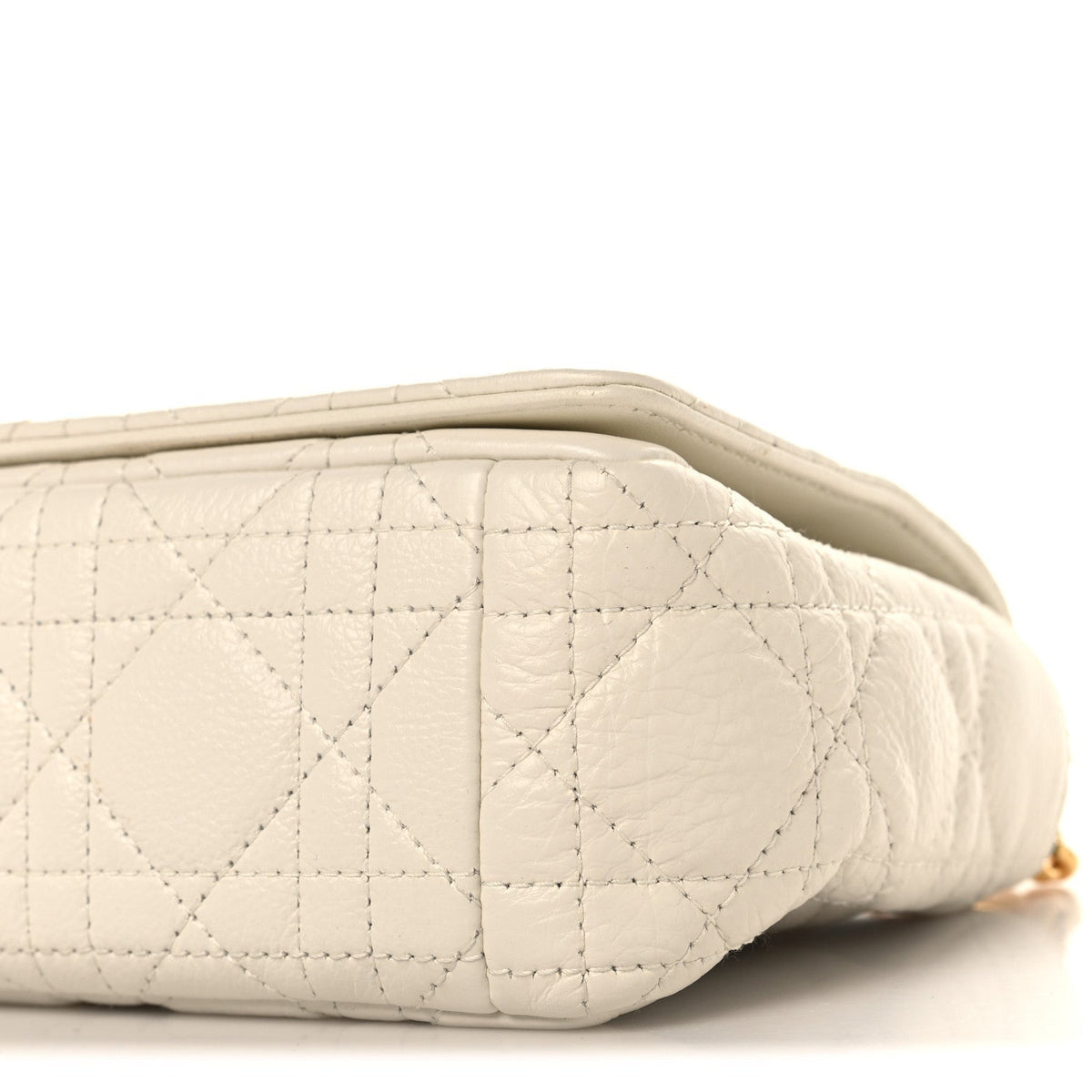 Grained Calfskin Cannage Small Caro Bag White
