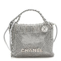 Crystal Embellished Metallic Lambskin Mini Chanel 22 Silver