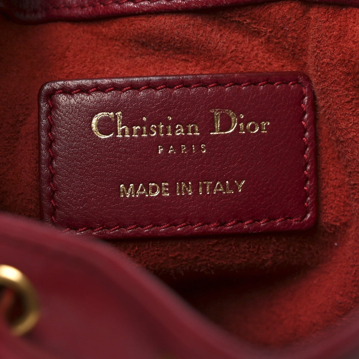 Lambskin Cannage Miss Dior Bucket Bag Cherry Red