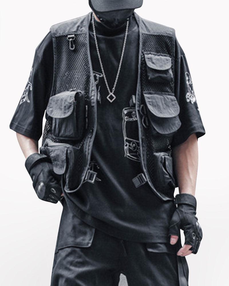 Techwear Fishnet Cargo Vest