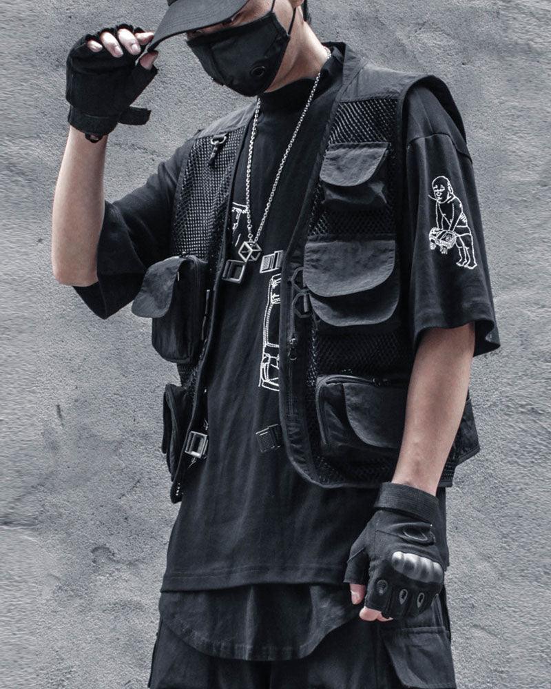 Techwear Fishnet Cargo Vest