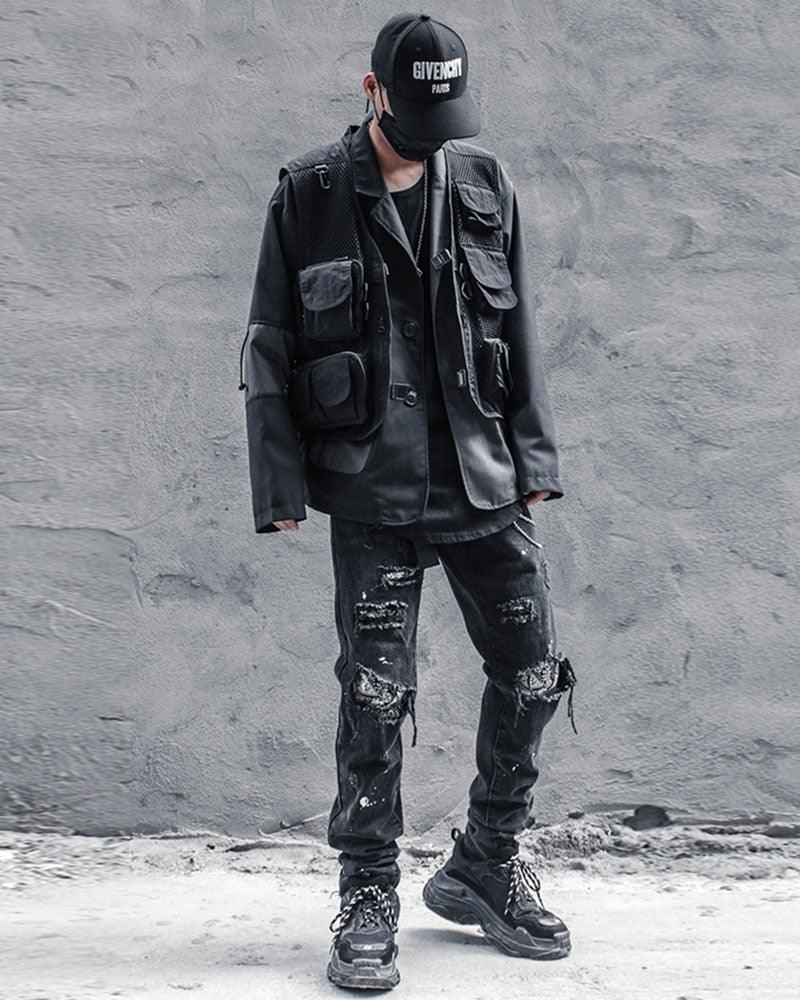 Techwear Fishnet Cargo Vest