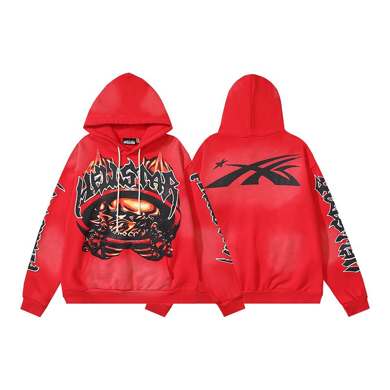 HELLSTAR Flame Graphic Red Hoodie