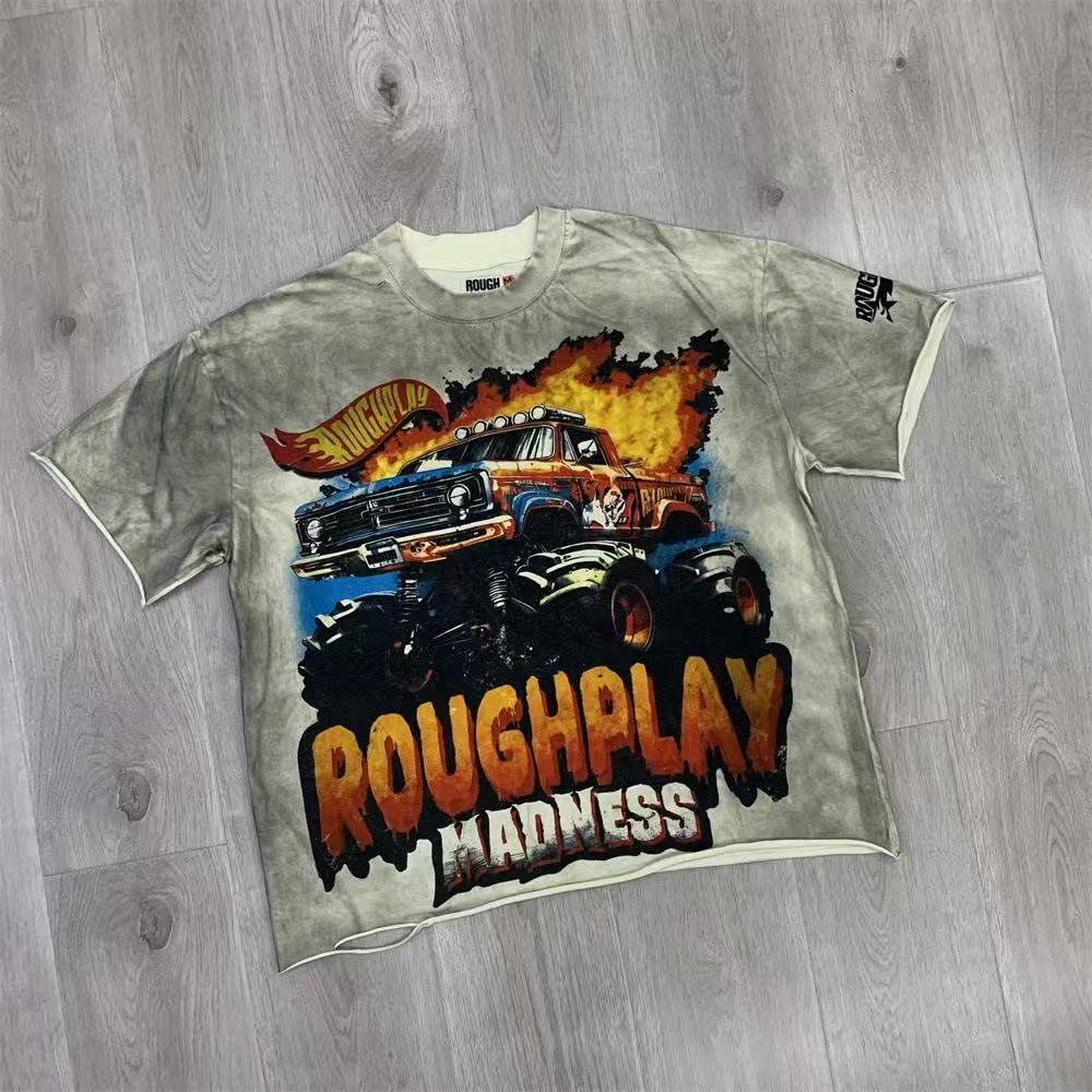 Vintage Racing Graphic T-Shirt Men's Oversized Streetwear Short Sleeve Tee