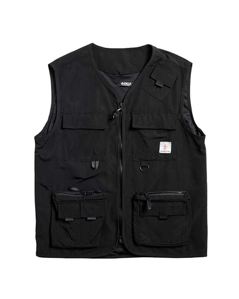 Outdoor Black Sleeveless Cargo Vest