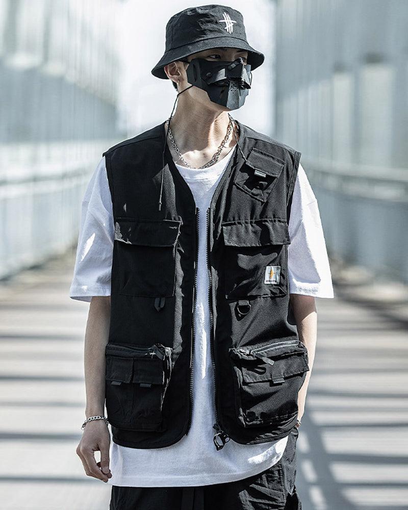 Outdoor Black Sleeveless Cargo Vest