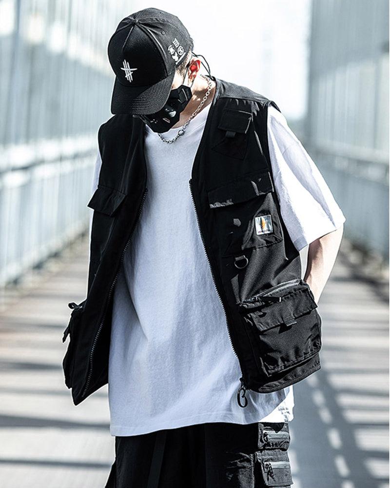 Outdoor Black Sleeveless Cargo Vest