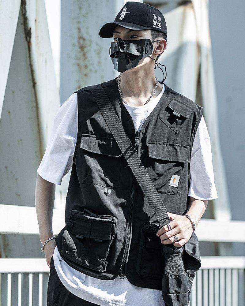 Outdoor Black Sleeveless Cargo Vest