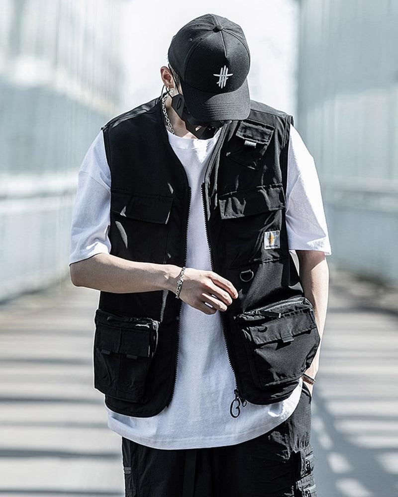 Outdoor Black Sleeveless Cargo Vest