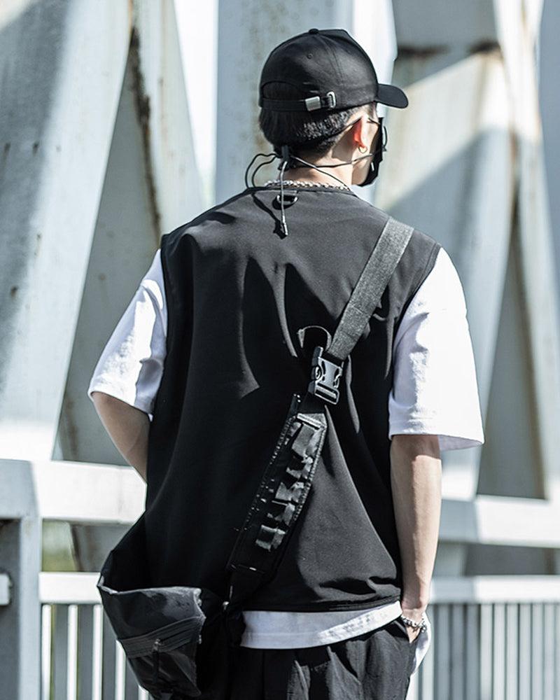 Outdoor Black Sleeveless Cargo Vest