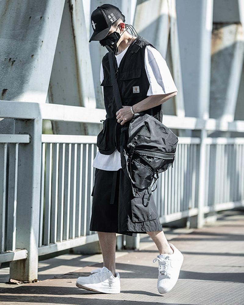 Outdoor Black Sleeveless Cargo Vest