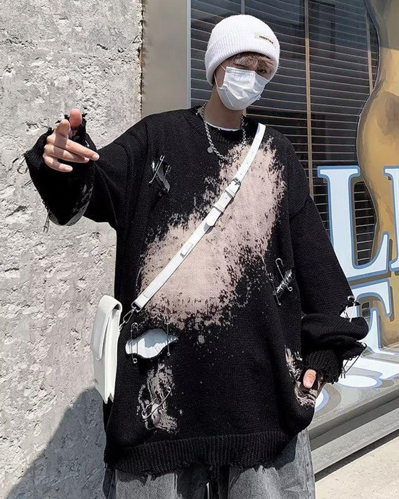 Streetwear Hole Pin Sweater